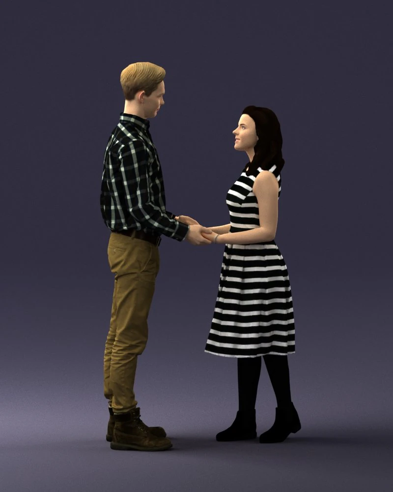 coupl holding hands 0027 3D Model .c4d .max .obj .3ds .fbx .stl .blend 
