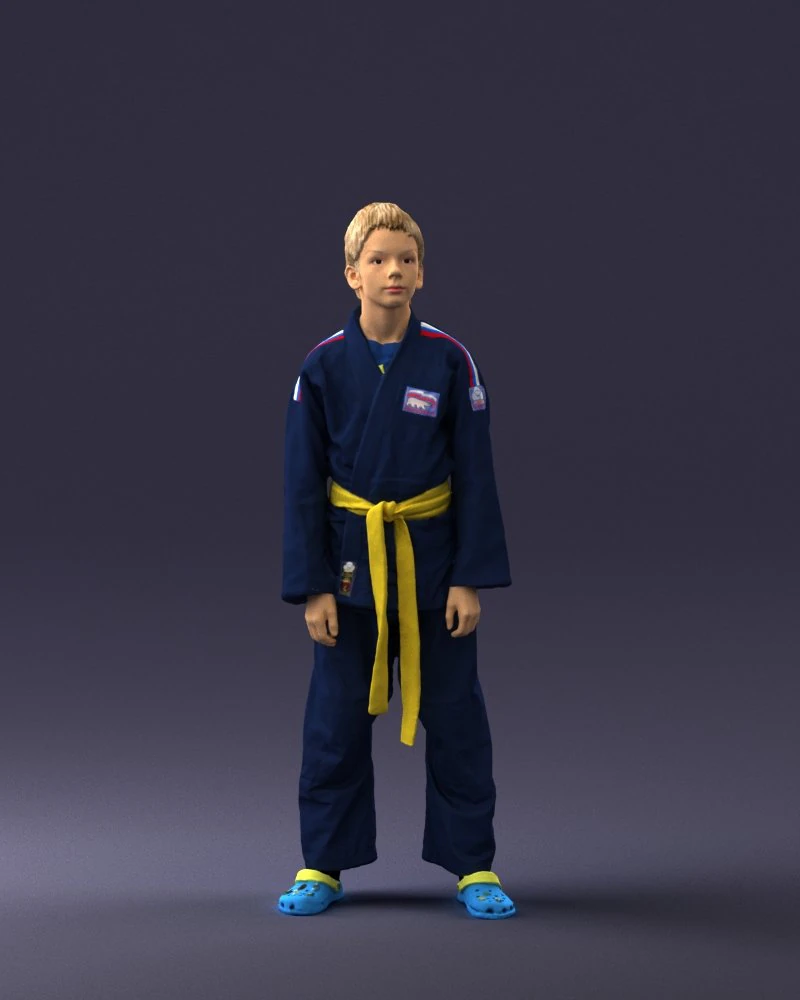 000364 Boy in Martial Arts Uniform 3dp 3D Print Model .c4d .max .obj .3ds .fbx .stl .blend