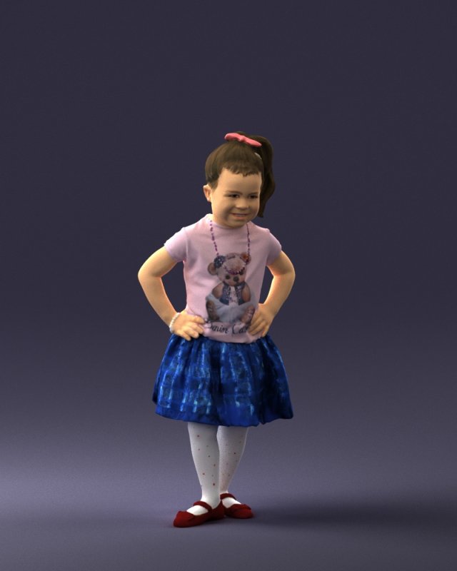 little girl in pose 0032 3d print ready Modelo de Impressão 3D .c4d .max .obj .3ds .fbx .stl .blend 