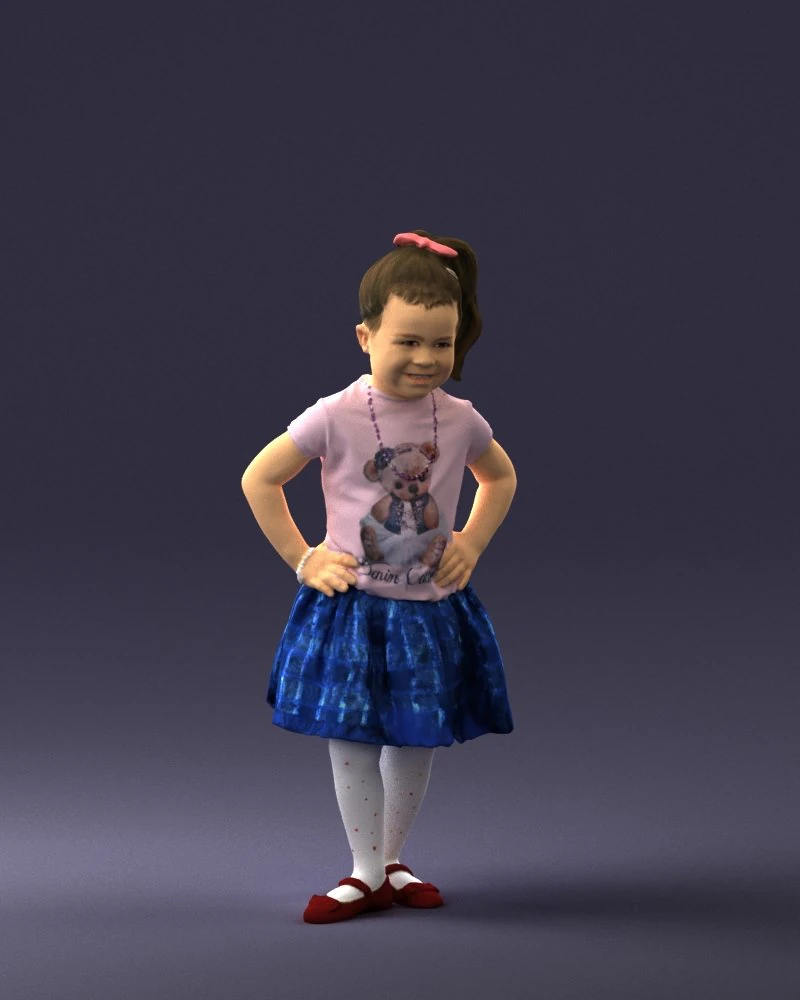 000375 Little Girl Standing Pose 3dp 3D Print Model .c4d .max .obj .3ds .fbx .stl .blend 