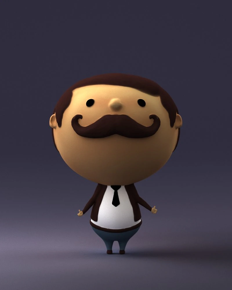 000373 Cartoon Gentleman Character 3D Model .c4d .max .obj .3ds .fbx .stl .blend 