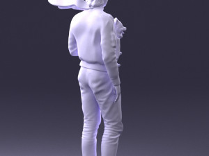 000142 Man Holding Dog with Scarf Blowing in Wind 0626 Model 3D