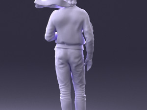 000142 Man Holding Dog with Scarf Blowing in Wind 0626 Model 3D
