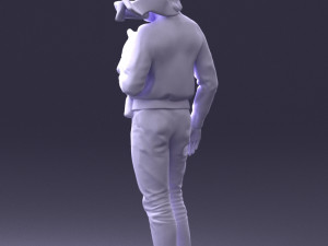 000142 Man Holding Dog with Scarf Blowing in Wind 0626 Model 3D
