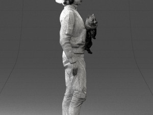 000142 Man Holding Dog with Scarf Blowing in Wind 0626 Model 3D