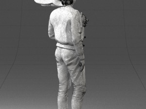 000142 Man Holding Dog with Scarf Blowing in Wind 0626 Model 3D