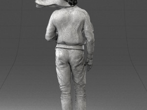 000142 Man Holding Dog with Scarf Blowing in Wind 0626 Model 3D