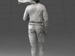 000142 Man Holding Dog with Scarf Blowing in Wind 0626 3D Model