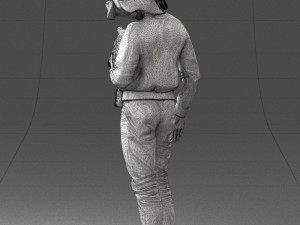 000142 Man Holding Dog with Scarf Blowing in Wind 0626 Model 3D