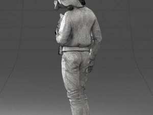000142 Man Holding Dog with Scarf Blowing in Wind 0626 3D Model
