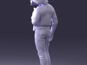 000142 Man Holding Dog with Scarf Blowing in Wind 0626 3dp 3D Print Model