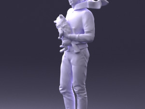 000142 Man Holding Dog with Scarf Blowing in Wind 0626 3dp 3D 프린트 모델