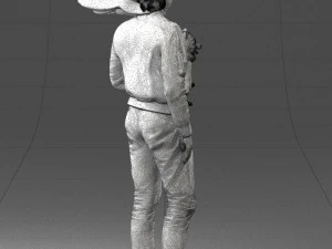 000142 Man Holding Dog with Scarf Blowing in Wind 0626 3dp 3D Print Model