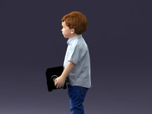 000194 Sad Little Boy Holding Toy Car 1016 3D Model