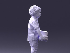 000194 Sad Little Boy Holding Toy Car 1016 3Dモデル