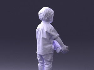 000194 Sad Little Boy Holding Toy Car 1016 3Dモデル
