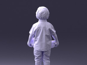 000194 Sad Little Boy Holding Toy Car 1016 3Dモデル