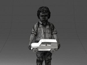 000194 Sad Little Boy Holding Toy Car 1016 3Dモデル