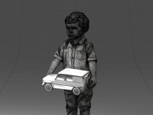 000194 Sad Little Boy Holding Toy Car 1016 3Dモデル