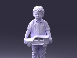 000194 Sad Little Boy Holding Toy Car 1016 3dp 3D-Druckmodell