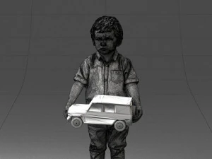 000194 Sad Little Boy Holding Toy Car 1016 3dp 3D Print Model