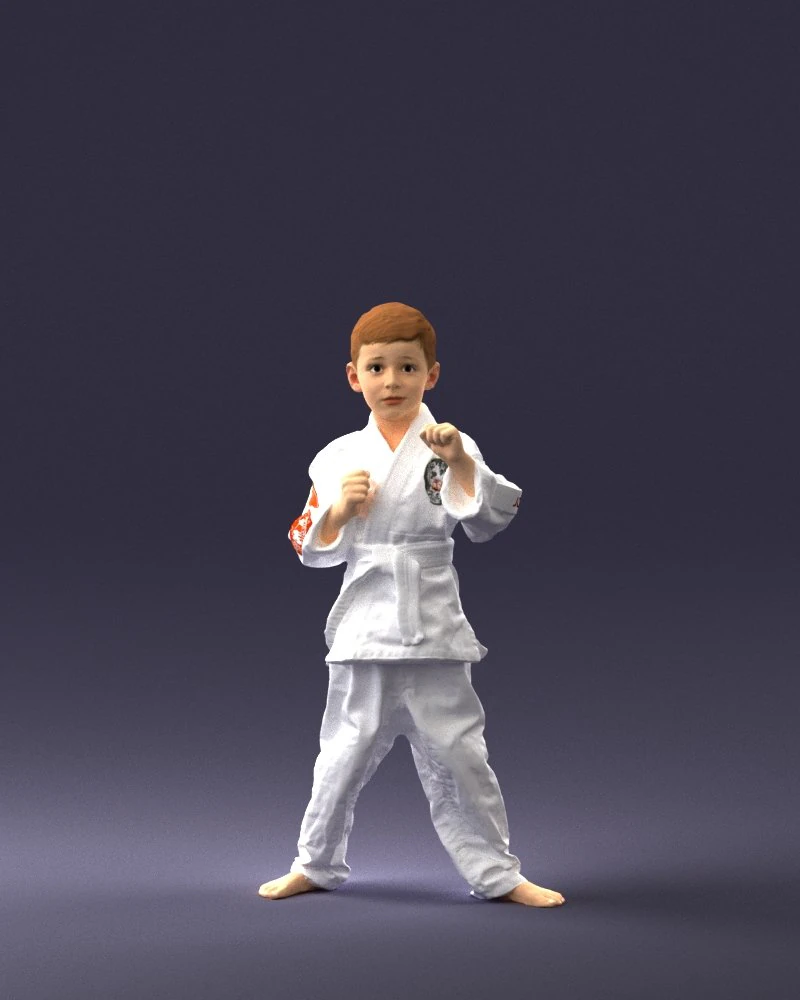 000195 Young Martial Artist Boy 1016 3dp 3D Print Model .c4d .max .obj .3ds .fbx .stl .blend