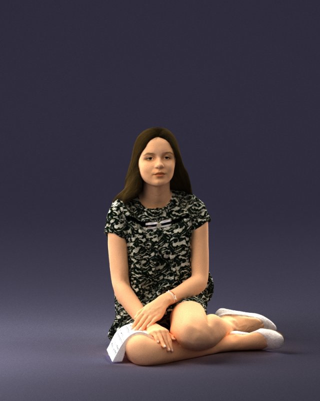 sitting girl 1016-3 3D Model .c4d .max .obj .3ds .fbx .stl .blend 