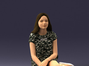 sitting girl 1016-3 3D Model
