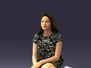sitting girl 1016-3 3D Model
