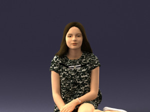 sitting girl 1016-3 3D Model