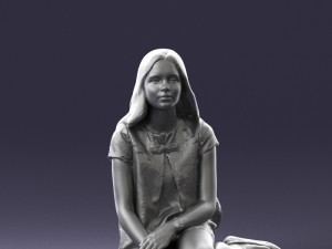 sitting girl 1016-3 3D Model