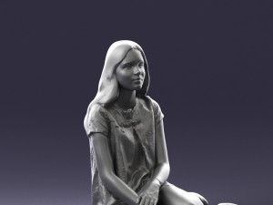 sitting girl 1016-3 3D Model