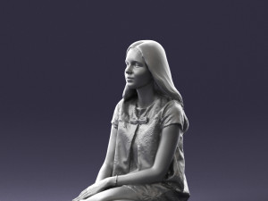 sitting girl 1016-3 3D Model