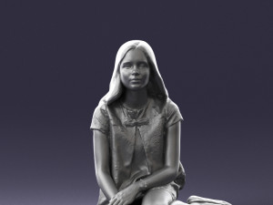 sitting girl 1016-3 3D Model