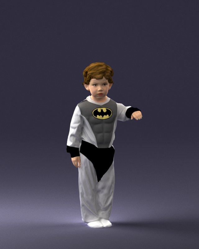 000197 Boy in Superhero Costume 1016 3D Model .c4d .max .obj .3ds .fbx .stl .blend
