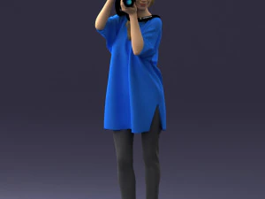 000143 Junge Frau mit Kamera 0629 3dp 3D Druckmodell