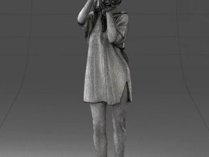 000143 Young Woman with a Camera 0629 3dp 3D Print Model