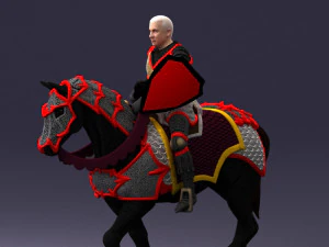 000168 Medieval Knight on Armored Horse 0728 3dp 3D Print Model