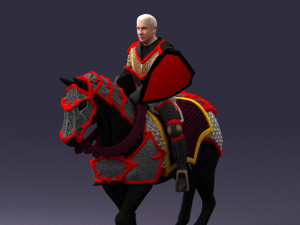 000168 Medieval Knight on Armored Horse 0728 3dp 3Dプリントモデル