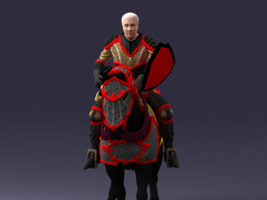 000168 Medieval Knight on Armored Horse 0728 3dp 3Dプリントモデル
