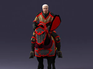 000168 Medieval Knight on Armored Horse 0728 3dp 3D Print Model