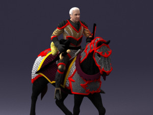 000168 Medieval Knight on Armored Horse 0728 3dp 3Dプリントモデル