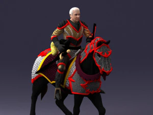 000168 Medieval Knight on Armored Horse 0728 3dp 3D Print Model