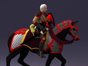 000168 Medieval Knight on Armored Horse 0728 3dp 3Dプリントモデル