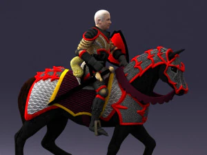 000168 Medieval Knight on Armored Horse 0728 3dp 3D Print Model