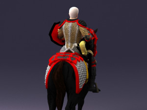 000168 Medieval Knight on Armored Horse 0728 3dp 3Dプリントモデル