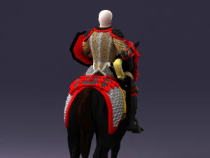 000168 Medieval Knight on Armored Horse 0728 3dp 3D Print Model