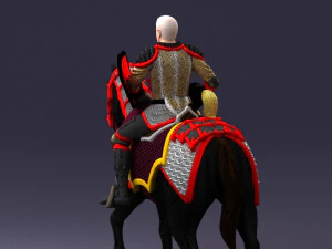 000168 Medieval Knight on Armored Horse 0728 3dp 3D Print Model