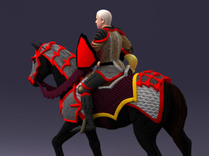 000168 Medieval Knight on Armored Horse 0728 3dp 3Dプリントモデル