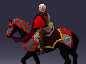 000168 Medieval Knight on Armored Horse 0728 3dp 3Dプリントモデル